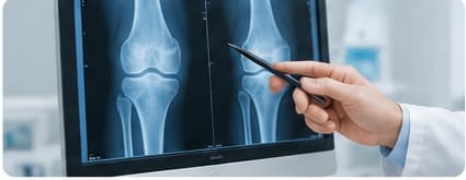 Doctor reviewing joint X-ray images
