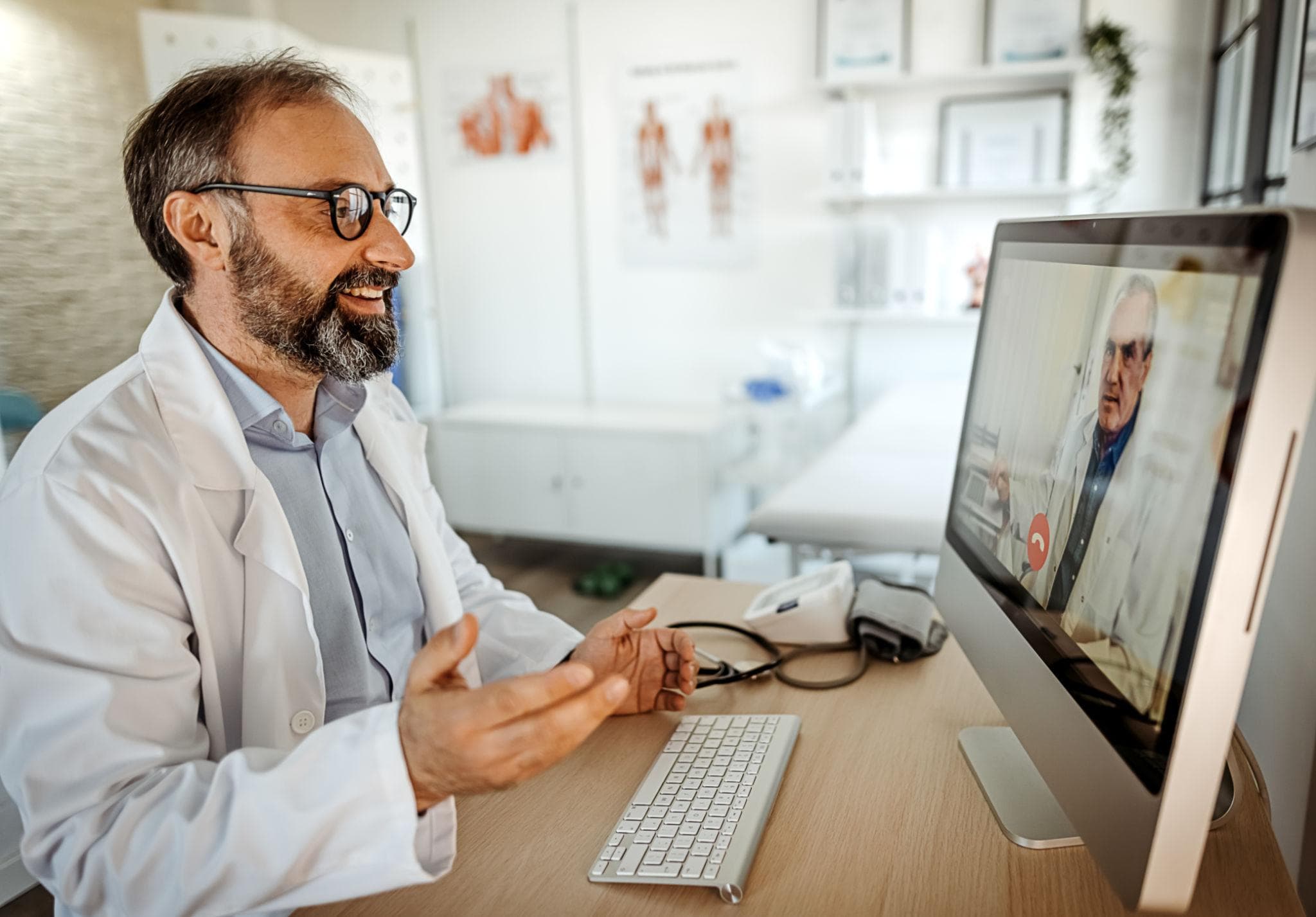 Patient on a telehealth video consultation with a doctor