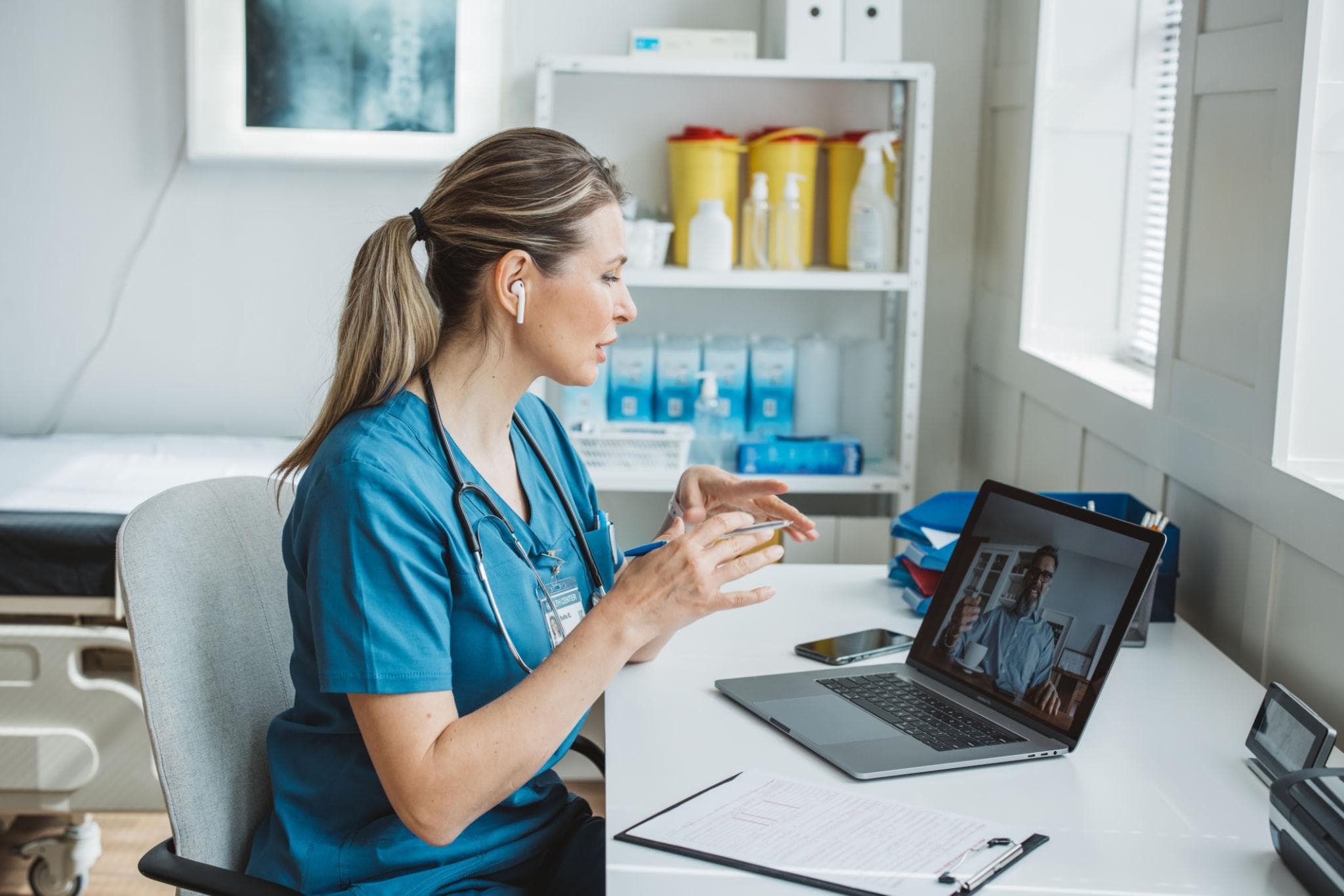 Patient on a video follow-up visit with their doctor