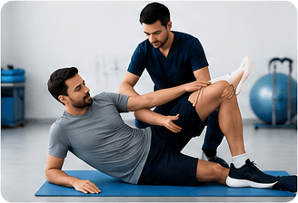 Physiotherapist assisting with mobility training